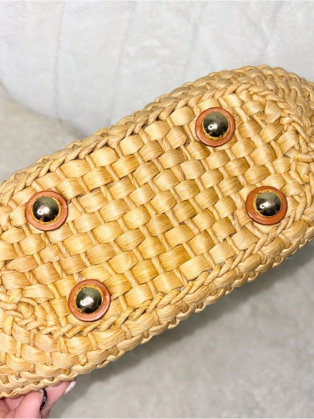 Michael Kors Brown Woven Straw Tote with Chestnut Leather Trim Santorini shopper - Picture 6 of 7